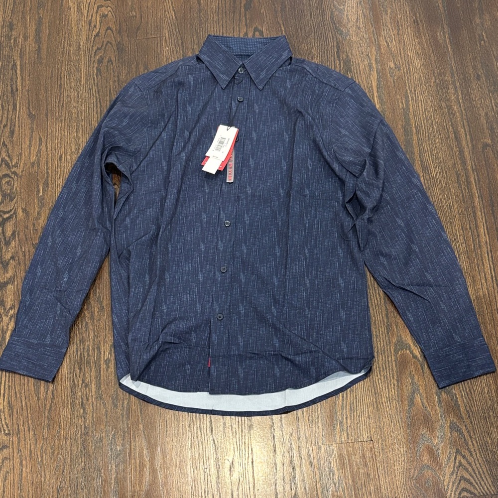 NWT Report Collection Boys Navy Casual Button-Down Shirt Size Medium